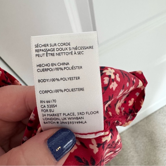 Kimchee Blue Silky Sabrina Shirt Dress Size Small Red Floral ASO Vampire Diaries - Picture 15 of 16